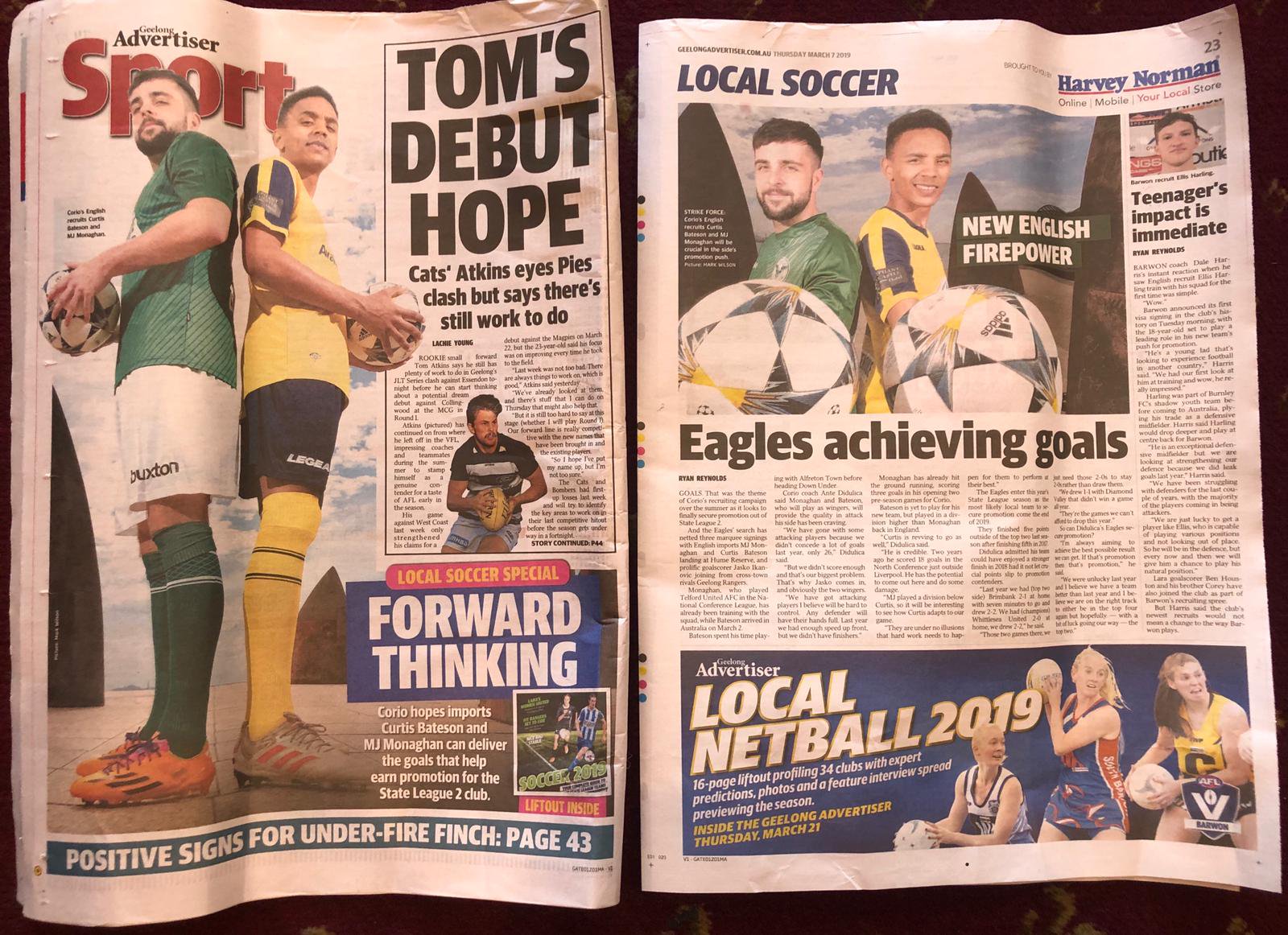 Bateson’s arrival to play soccer in Australia was big news