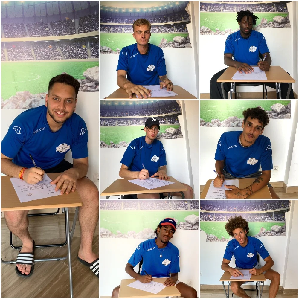 A few of a the new recruits signing their Spanish soccer academy deals!