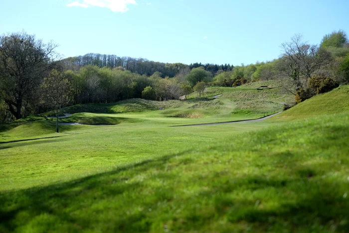 The 13th hole on the Nicklaus course lies about 150 yards from the cottages