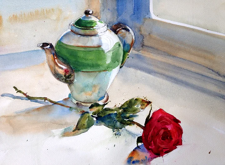 Still Life with Rose and Tea Pot
