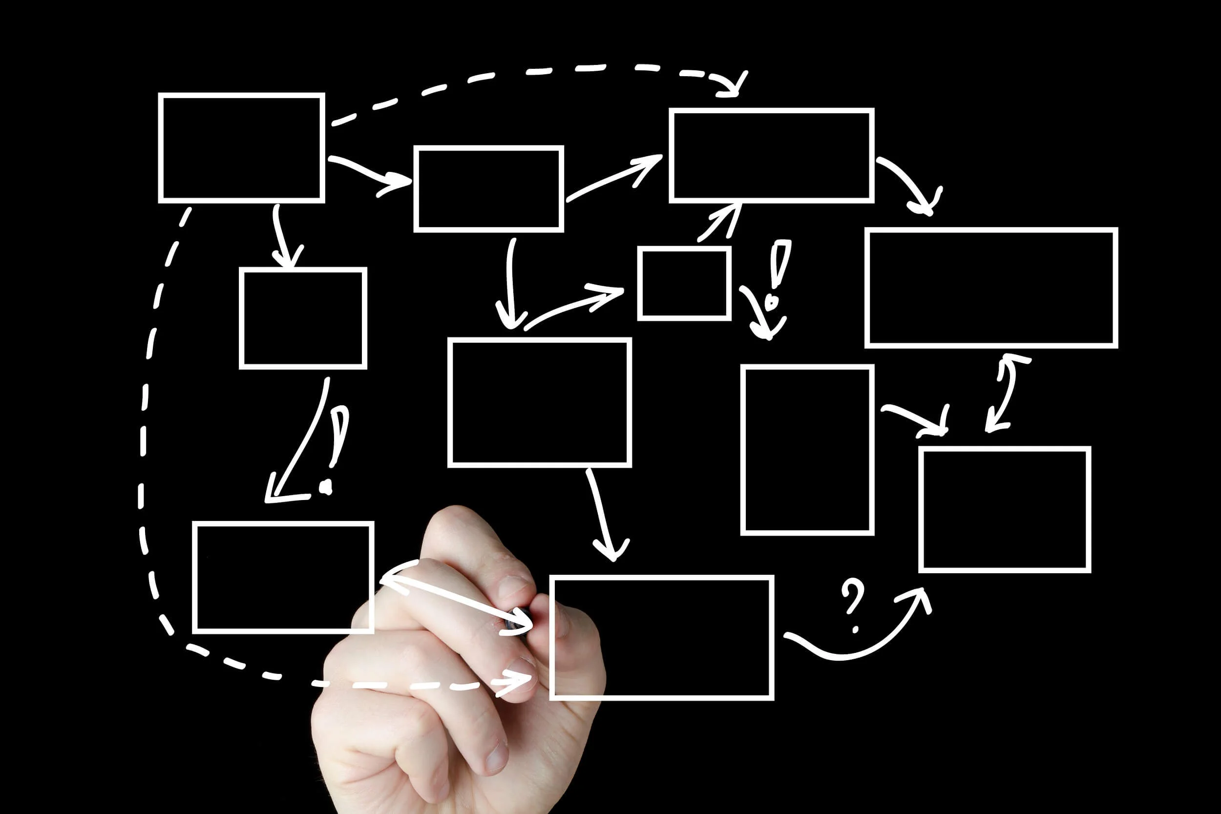 Man designing workflow for a database