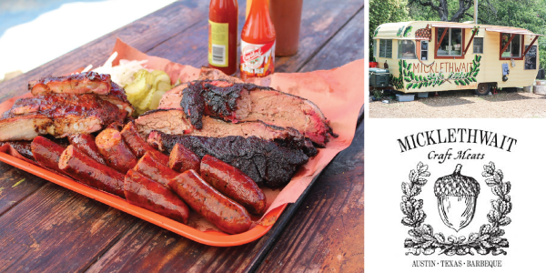 Serving Central Texas style barbecue in East Austin since December 2012, Micklethwait Craft Meats has quickly become one of most recognized and talked about joints in Texas. Serving house-made specialties (that includes hand-made sausa ge, brisket and sliced pork shoulder) out of a vintage trailer, Micklethwait also serves up house-made bread, pickles, and unique desserts and sides such as homemade moon pies and jalapeño cheese grits. Micklethwait won the Austin Chronicle’s Beef Rib Smackdown in January 2014 and has been featured on The Jimmy Kimmel Show, The Cooking Channel’s Eat Street, The Discovery Channel’s Barbecue Paradise, The Wall Street Journal, Esquire, Texas Monthly, and more!