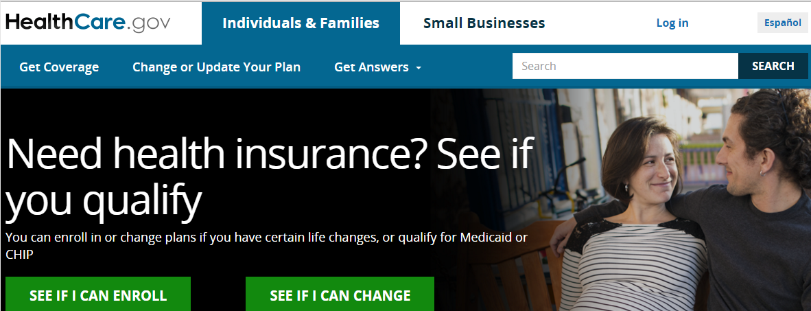 A screenshot of the healthcare.gov website. Applying online is generally easy.