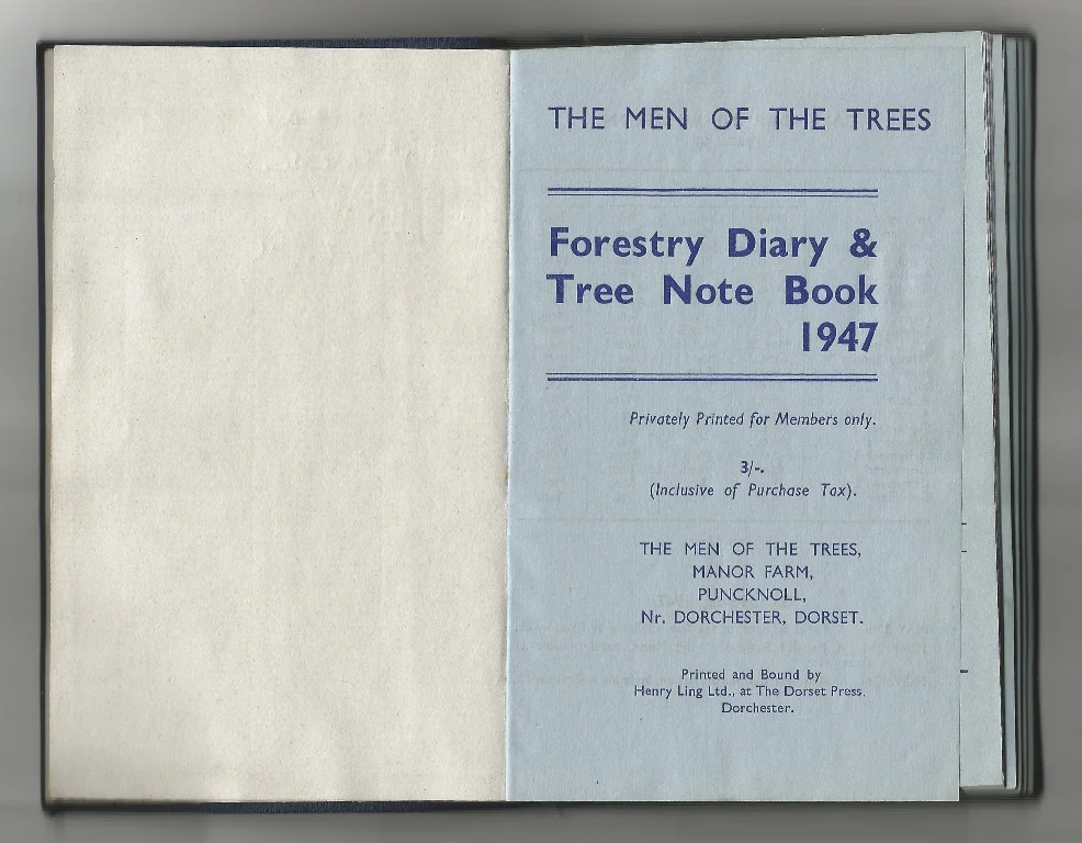 David Turley, The Men of the Trees, Forestry Notebook from 1947 . Photo courtesy of the artist.
