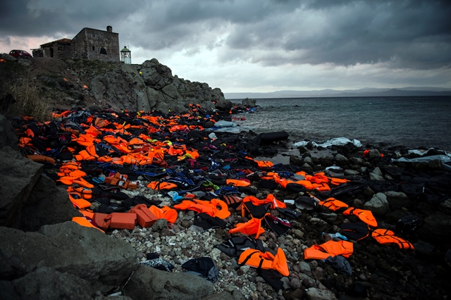 Sandra Hoyn, Life Jackets on the Greek Island of Lesbos , 2016, Lesbos