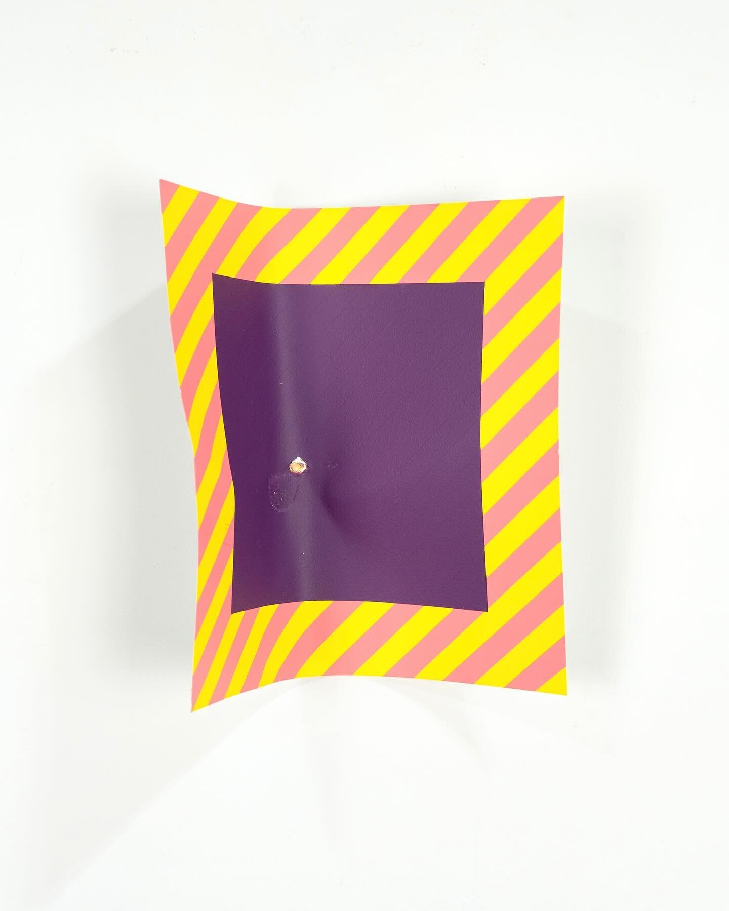 Impact series with purple square 1 of 7. The introduction of a colour not commonly found in my practice.

&lsquo;Impact x 1: Pink/Yellow with Purple Square&rsquo;, 2023

Paint on Aluminium

30 x 25 x 13 cm / 12 x 10 x 5 inches

Objective: Create near