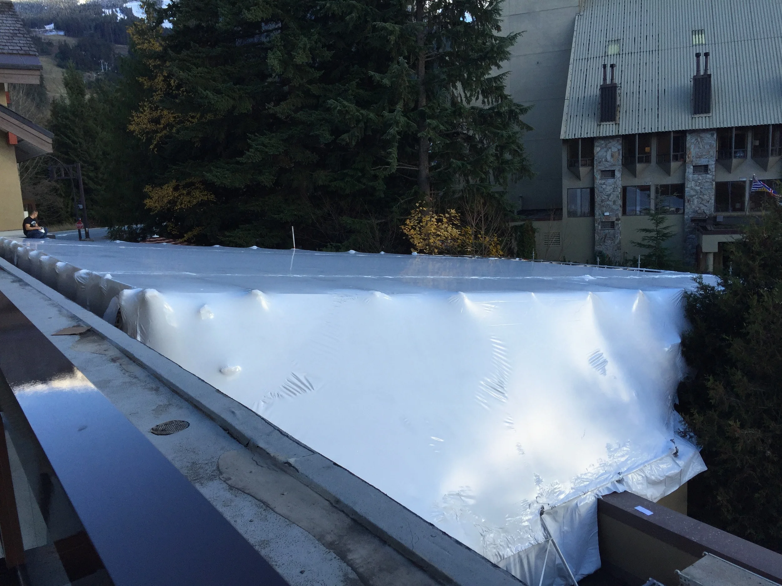 Fully covered roof and walls to hold heat.