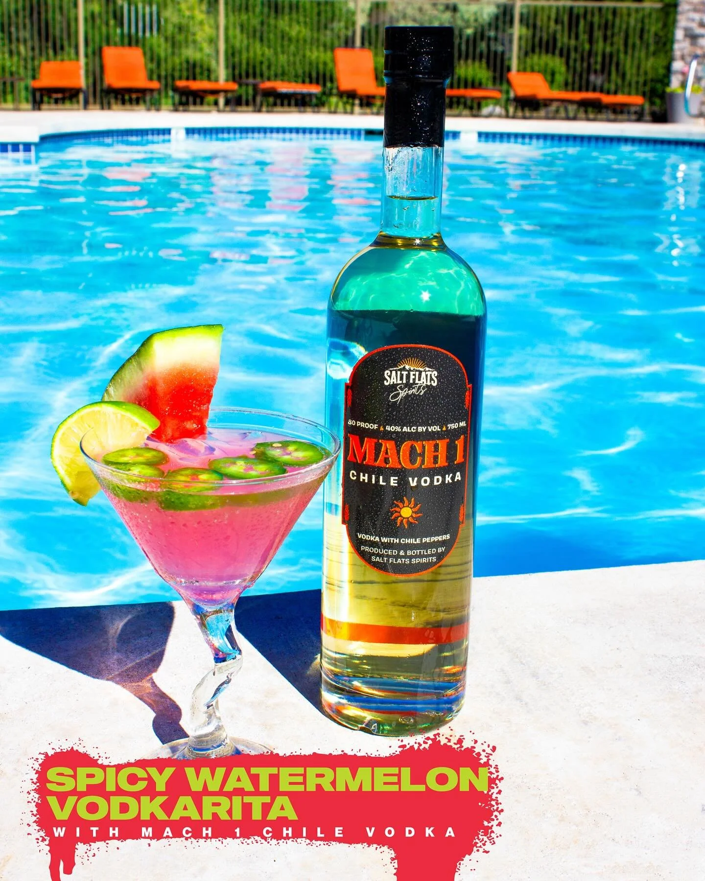 A Spicy Watermelon Vodkarita is the perfect cocktail to sip on poolside🍹 The Mach 1 Chile Vodka gives this drink a little sweet heat beautifully balanced by the refreshing taste of watermelon 🍉 
.
.
.
.
#saltflatsspirits #saltflatsdistillery #yum 
