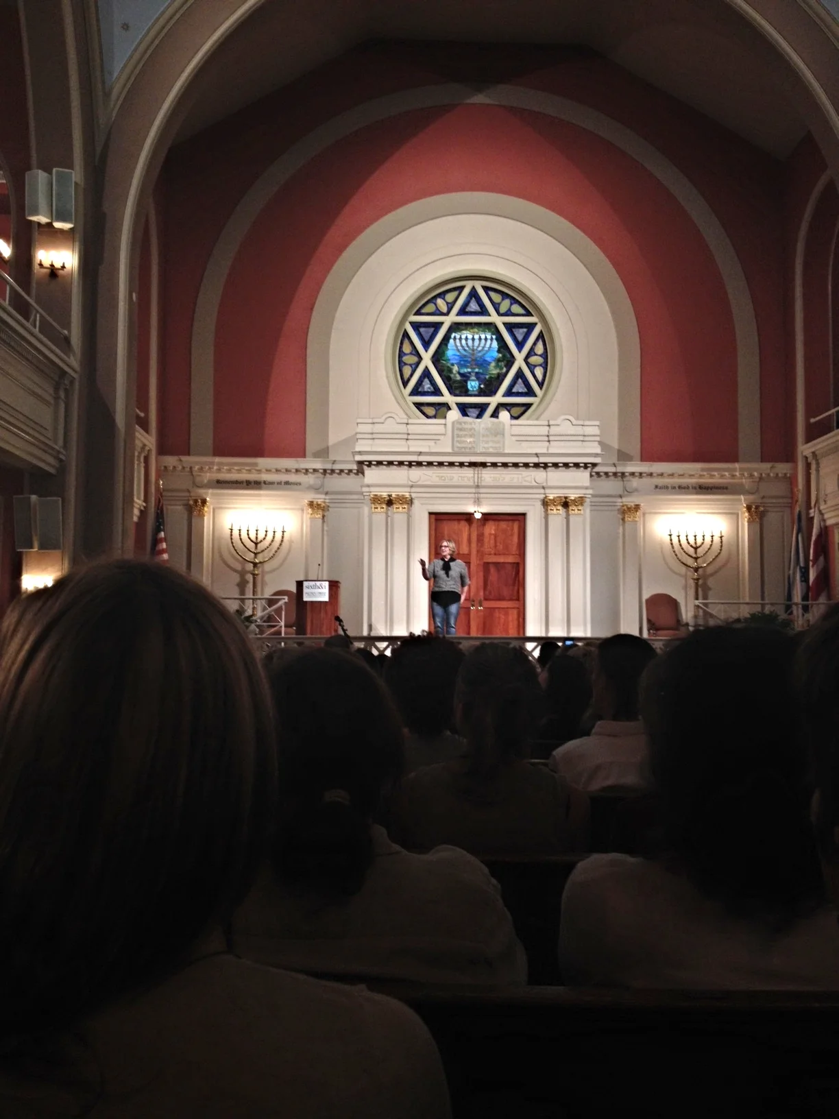 Brene Brown speaking at the historic Sixth and I Synagogue in Washington, DC. 