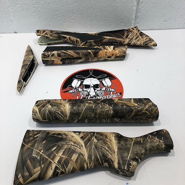 Max4 and max5 realtree camo on these shotgun stocks and fore ends, finished with rubberised soft touch lacquer