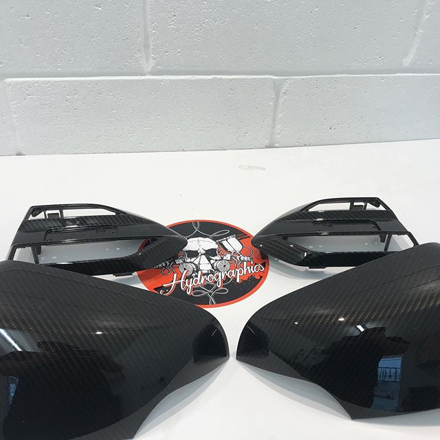Some parts finished this week in gloss carbon fibre. #hydrodipping #custompaint #carbon