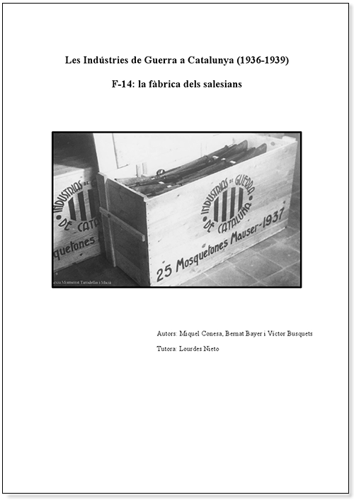 Les Indústries de Guerra a Catalunya (1936-1939). F-14, la fàbrica dels salesians