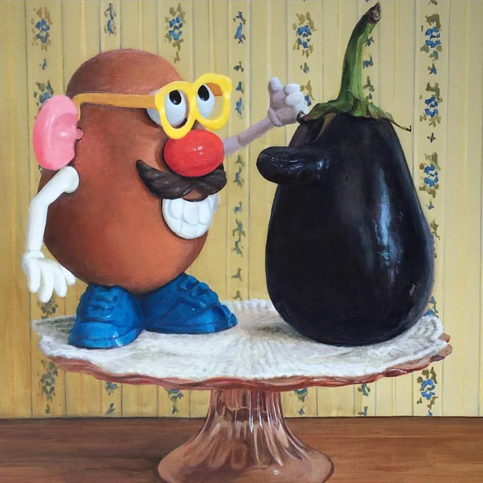 (Please excuse the last minute photo, complete with acrylic paint glare on the potato head!)