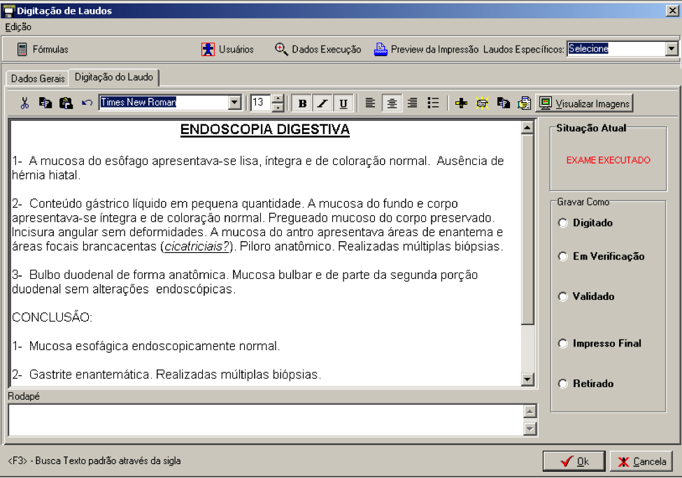 Digitação de laudos