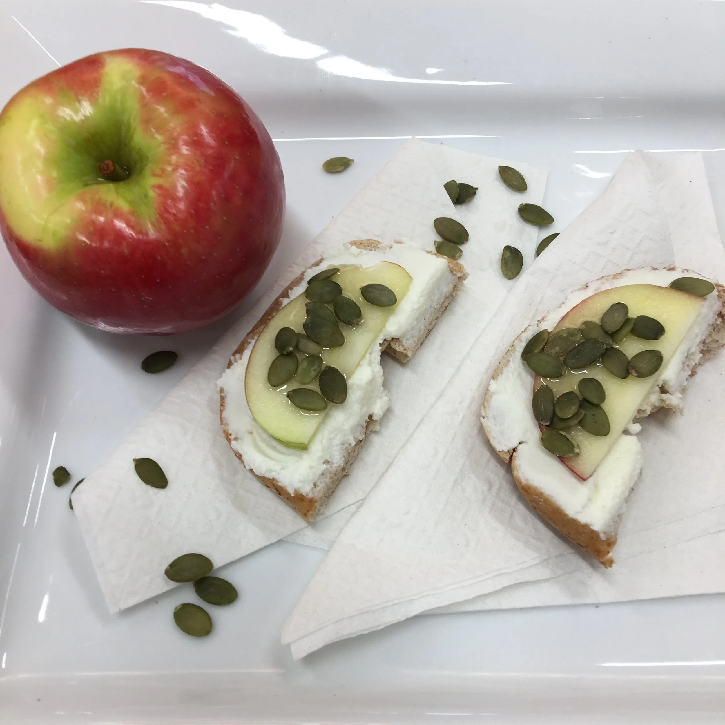 Apple Honey Bagels with Ricotta Cheese