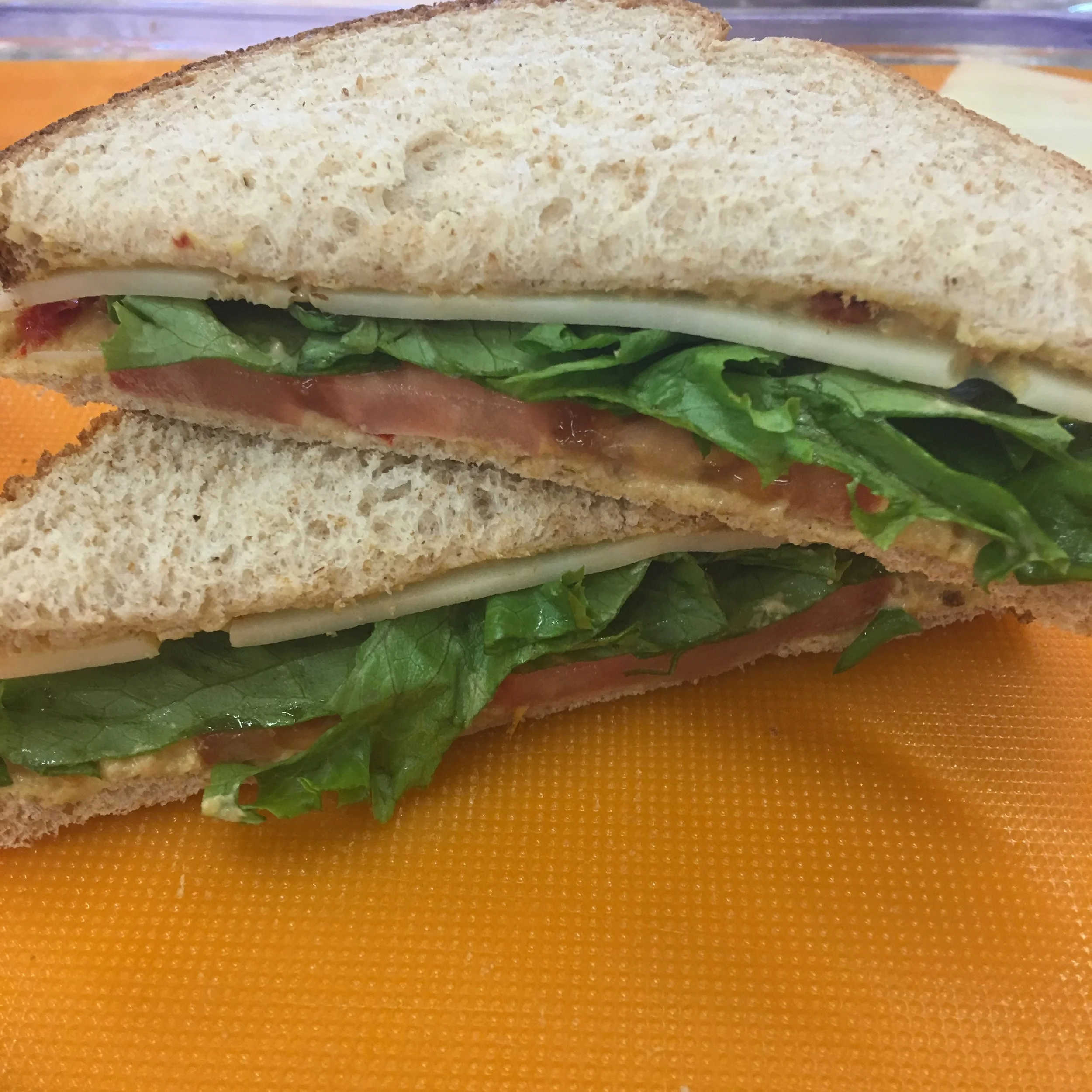 Roasted Red Pepper Hummus Sandwich