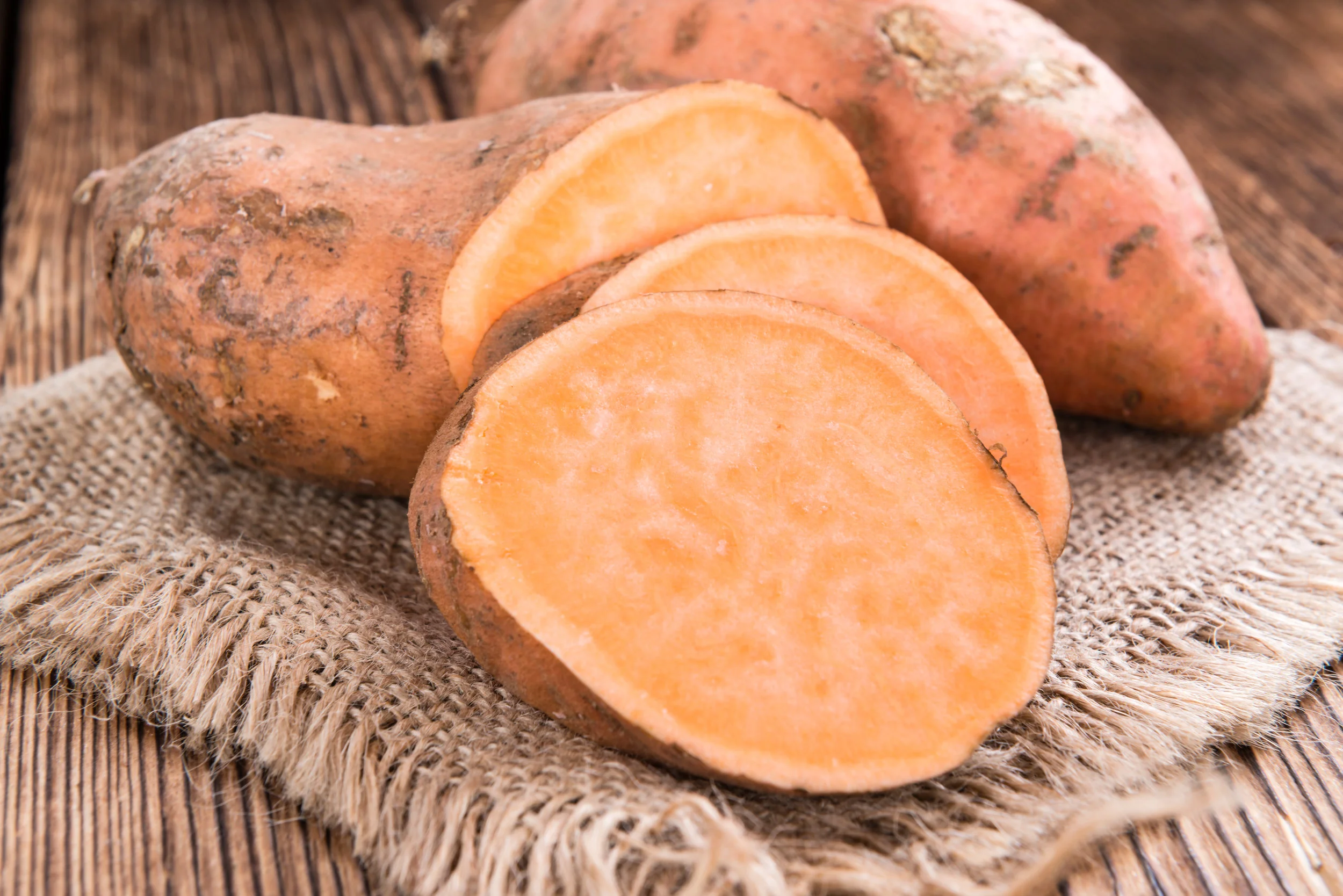 Slice up sweet potatoes to 1/4" thick slices and double-toast 'em!