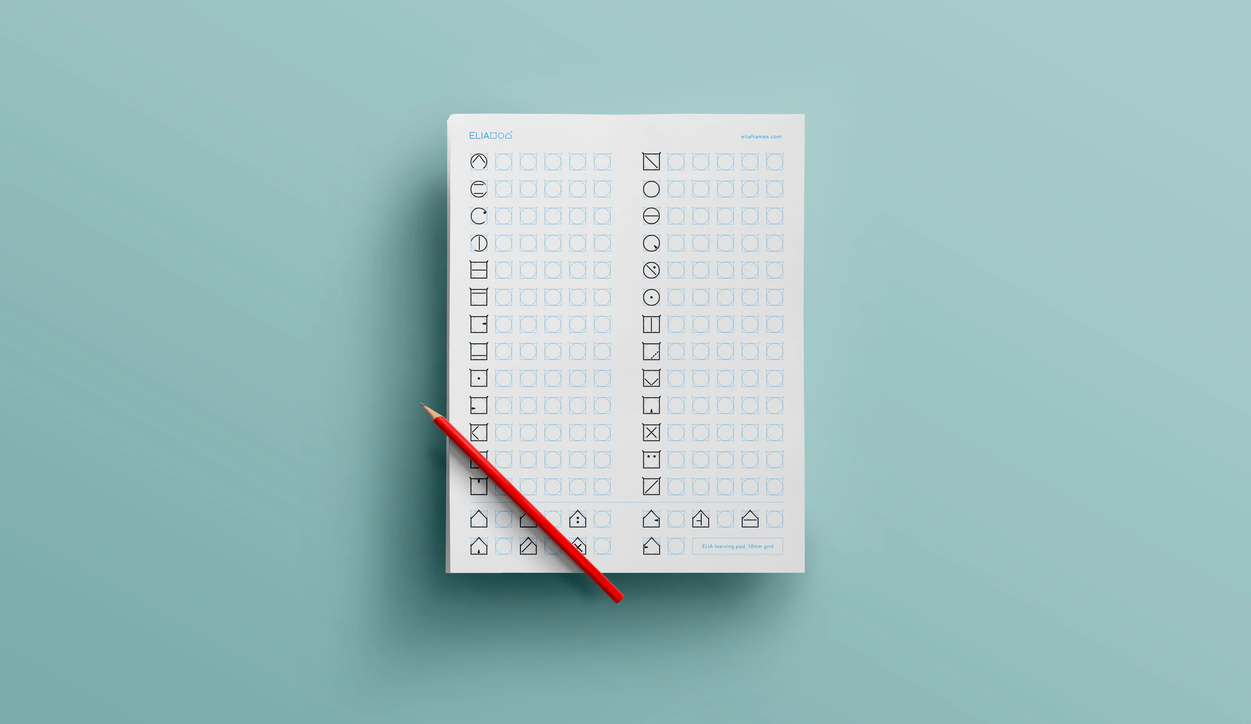 Image of ELIA FRAMES learning pad. Click above red link to download free PDF of ELIA FRAMES learning US letter pad.