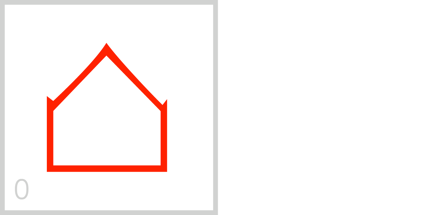0 Zero is an empty house shaped frame.