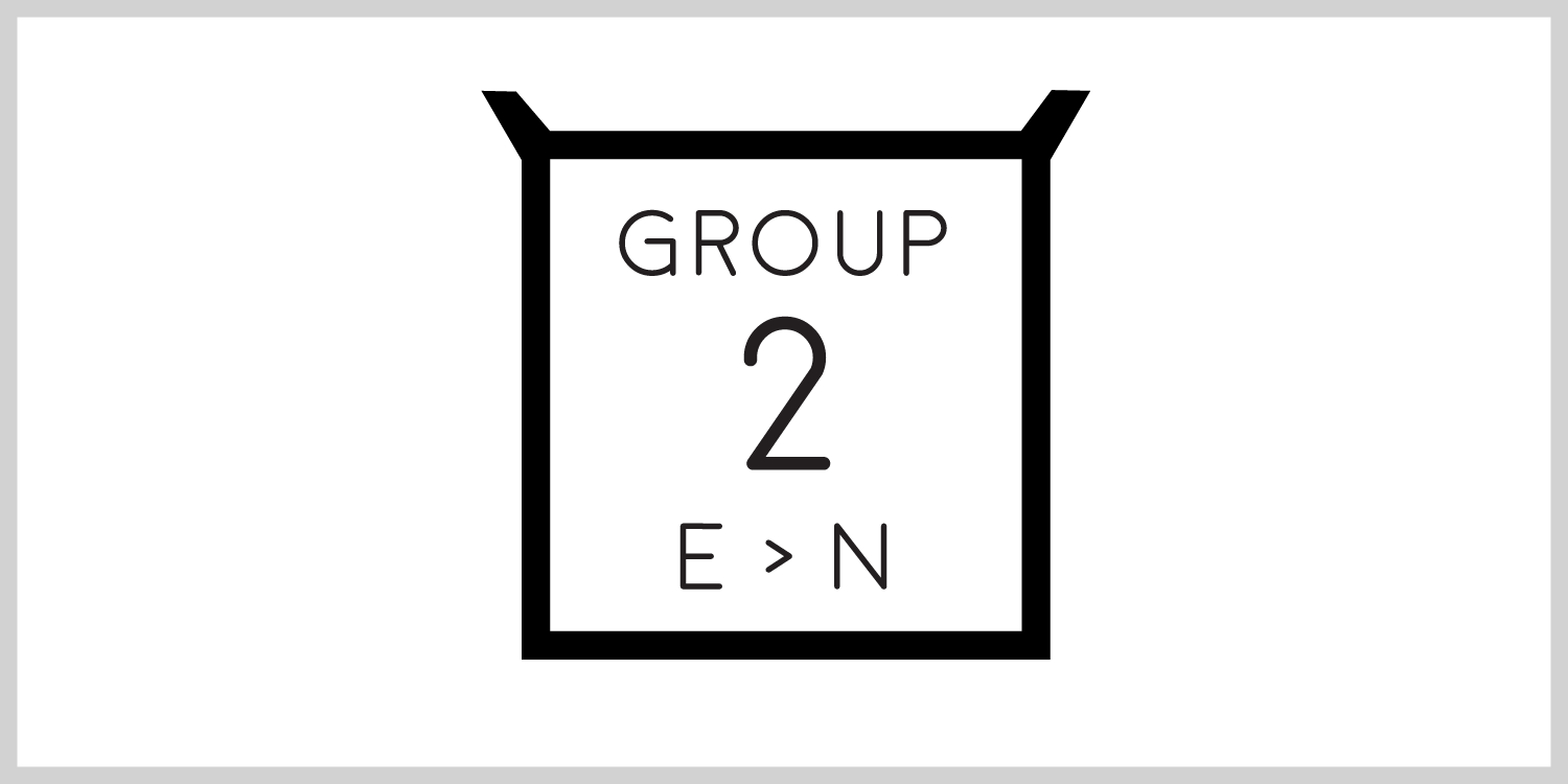 Group 2 The second group of letters, E through N, have square frames. They are the first group of letters with square frames. The letters T though Z also have square frames.