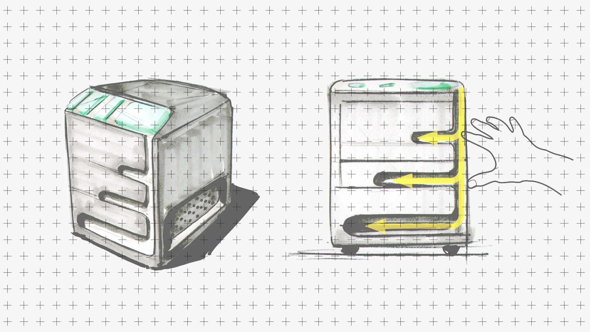 This is a concept sketch of the Elia touch printer for illustration purposes only.