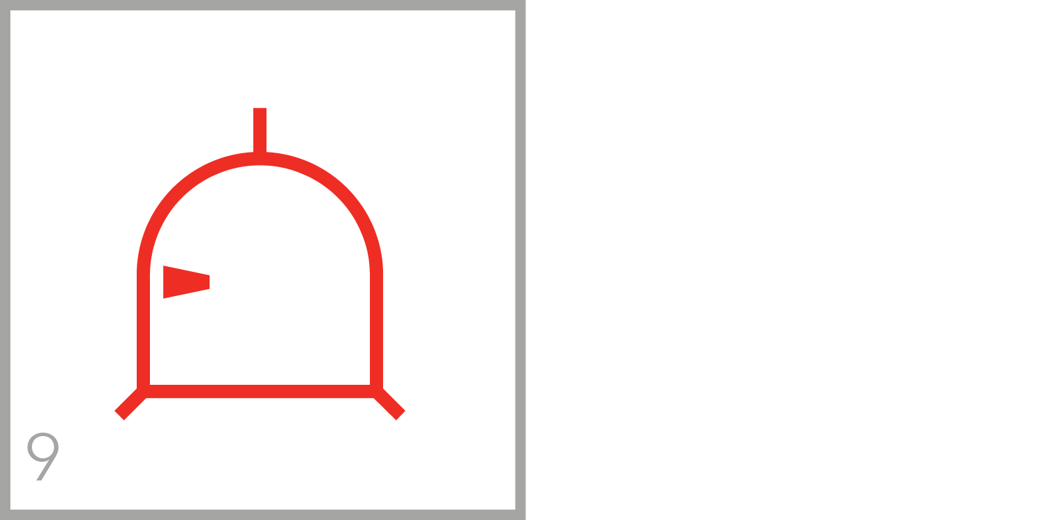  The number 9 has a barb where one would find the number 9 on the clock. 