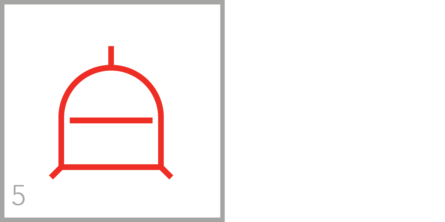  The number 5 has a horizontal line extending from the left side of the frame to the right side.&nbsp; The number 5 can be traced in this symbol and the line is positioned halfway between the top and bottom of the frame, as 5 is halfway to ten. 