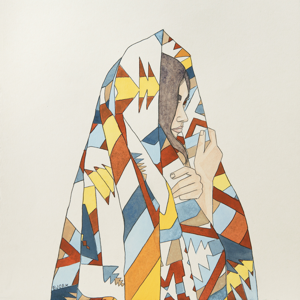 Self-Comfort , 11x11 inches, gouache + graphite on paper, 2015