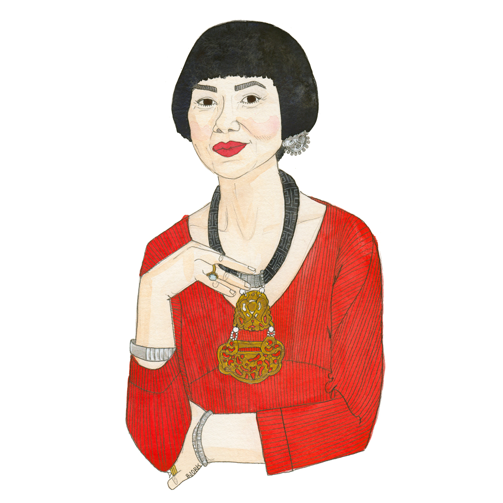 Amy Tan , 9x12 inches, gouache, flashe + graphite on paper, 2014