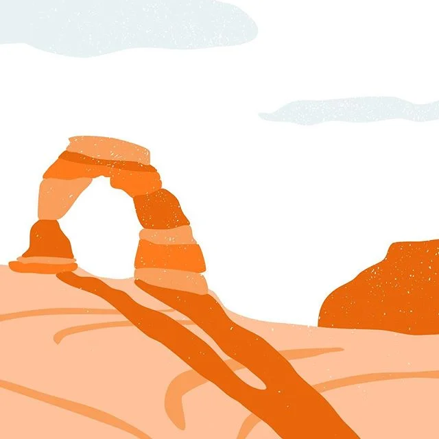 Another close-up of the second design for my Shmom&rsquo;s summer themed notepad set 🏜
.
#illustration #vectorillustration #summertime #delicatearch #archesnationalpark #nationalparks #vectorart #shmom #freelancedesigner #graphicdesign