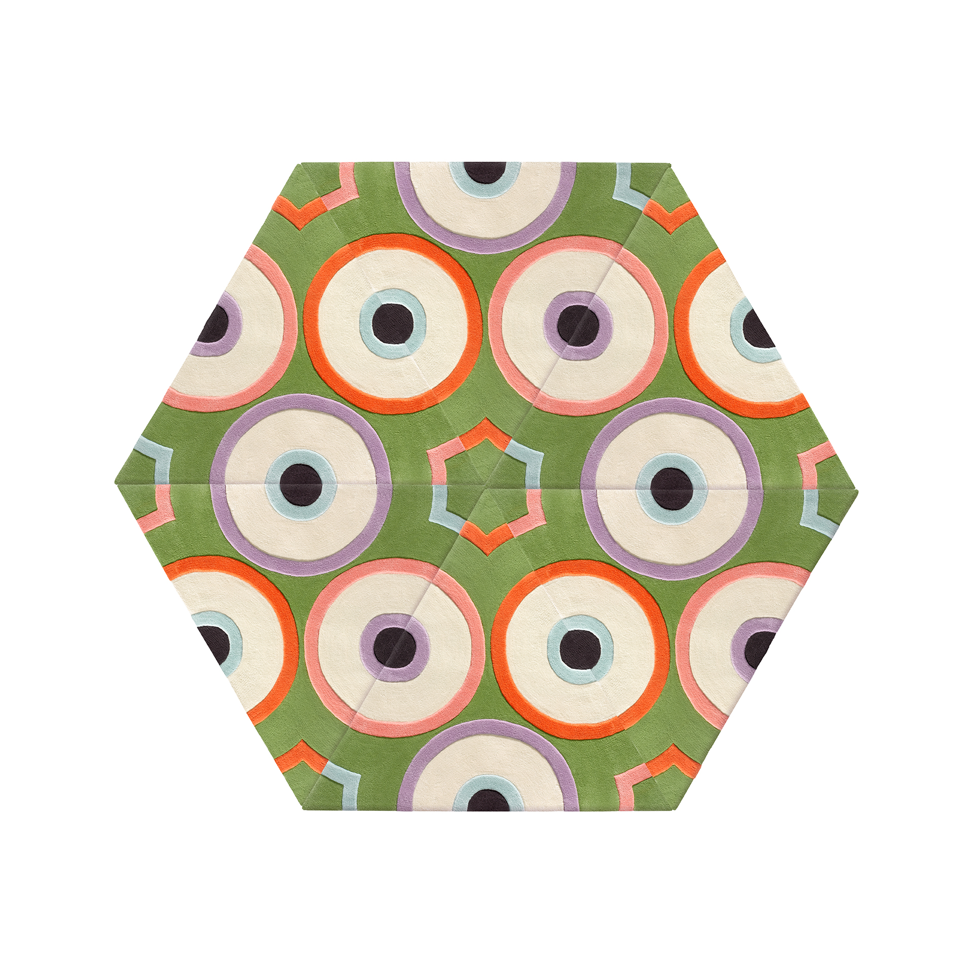 Large Hexagon Style: Grass Circle Dot Quantity: 6 Triangles Measures: 6' w x 5'2'' h Cost: $2,400 USD