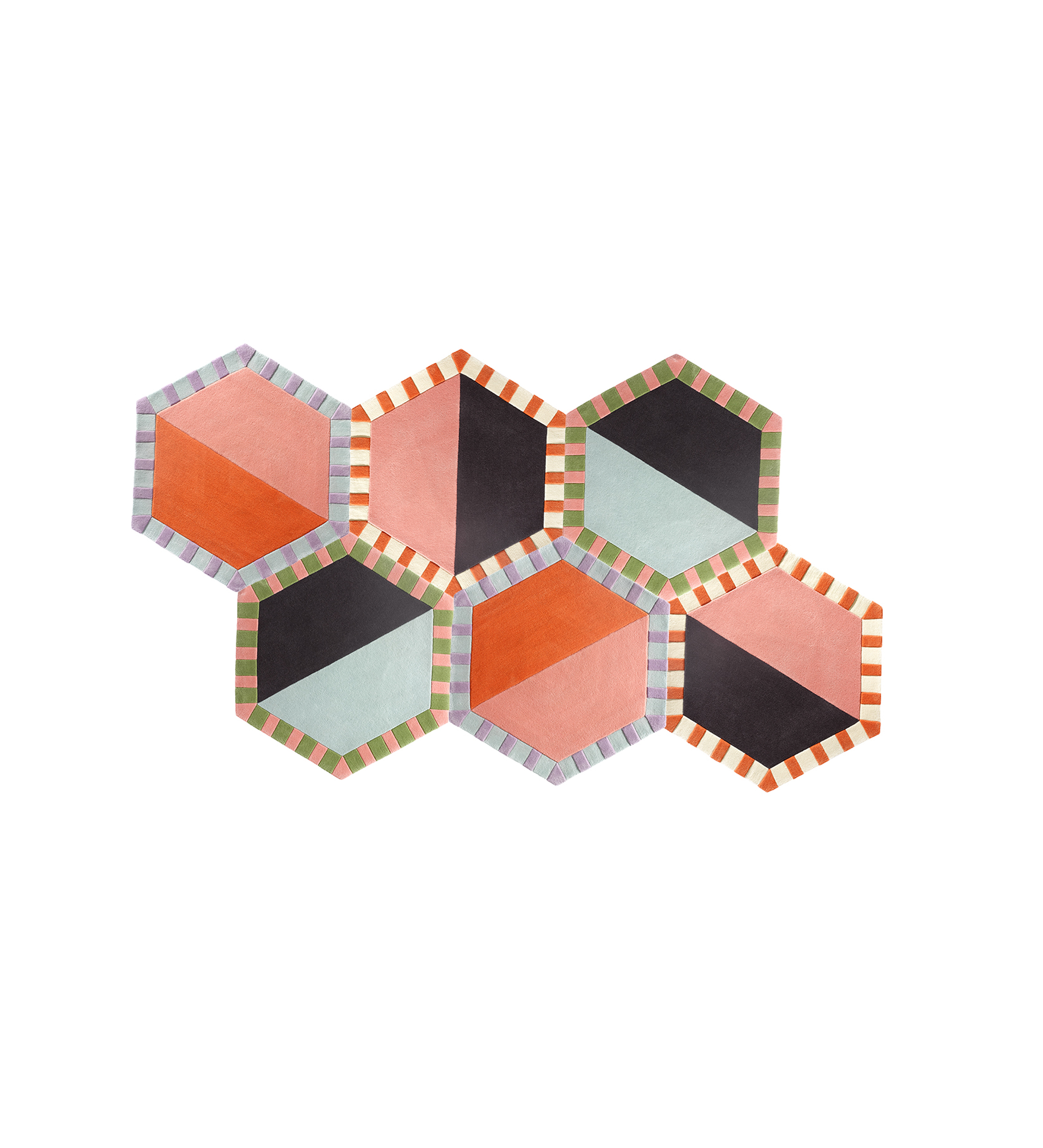 Double Runner Style: Color Split Mix Quantity: 6 Hexagons Measures: 7'9'' w x 5'3'' h Cost: $2,700 USD