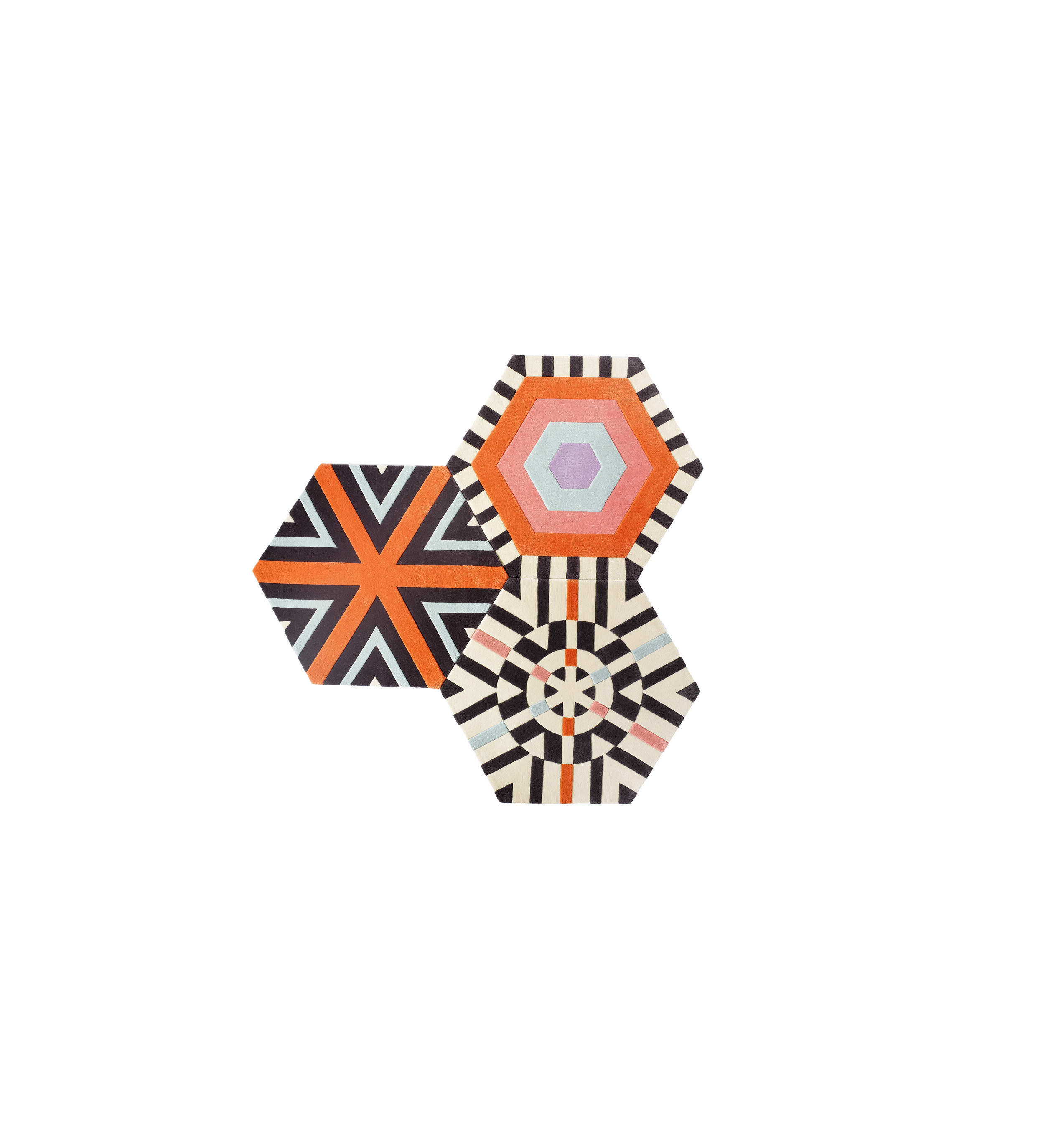 Mini Pyramid Style: Cubist, Kaleidoscope, Swizzle Quantity: 3 Hexagons Measures: 4'6'' w x 5'2'' h Cost: $1,350 USD