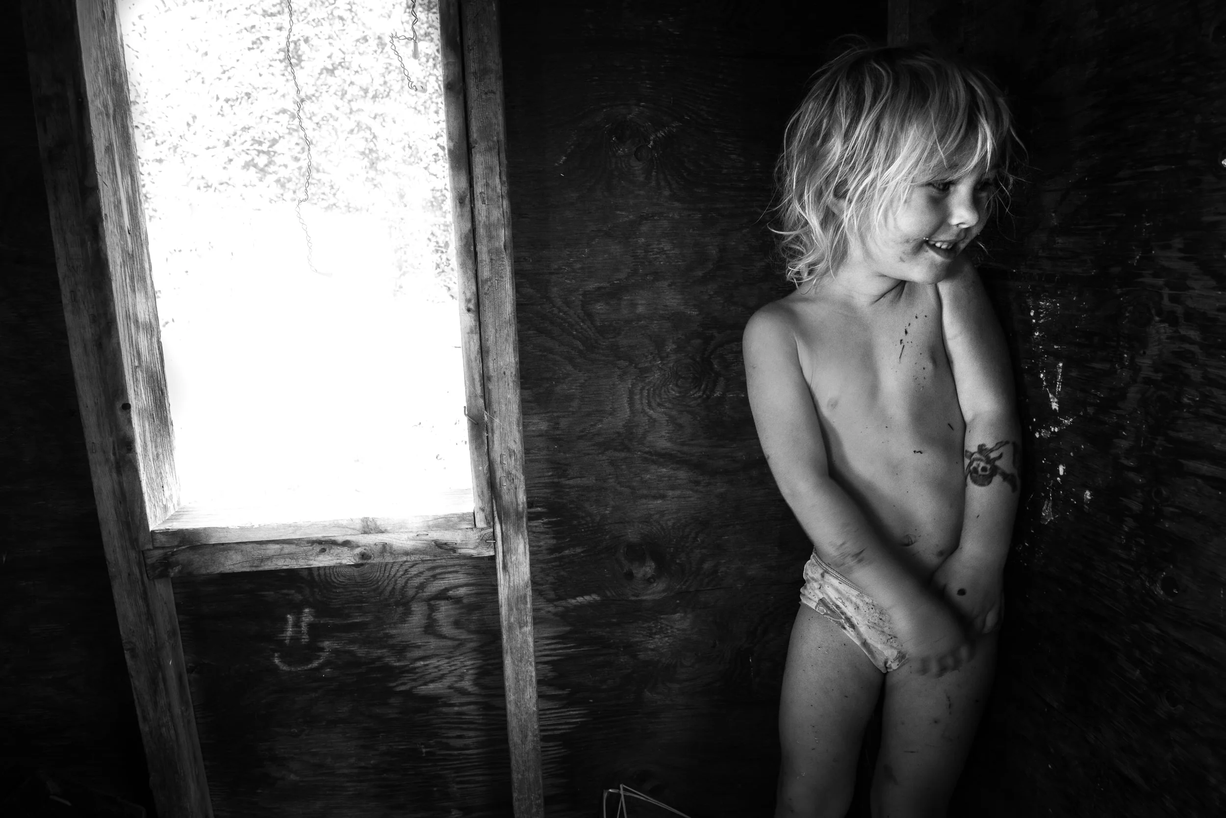 Blog - The Pen & Camera - Inspirational, Poetry, Writing, Denver, Colorado - Molly Rees Photo - Black and White Documentary Childhood Photography - portrait of girl in summer shadow by M. Menschel Messenger poem by Mary Oliver