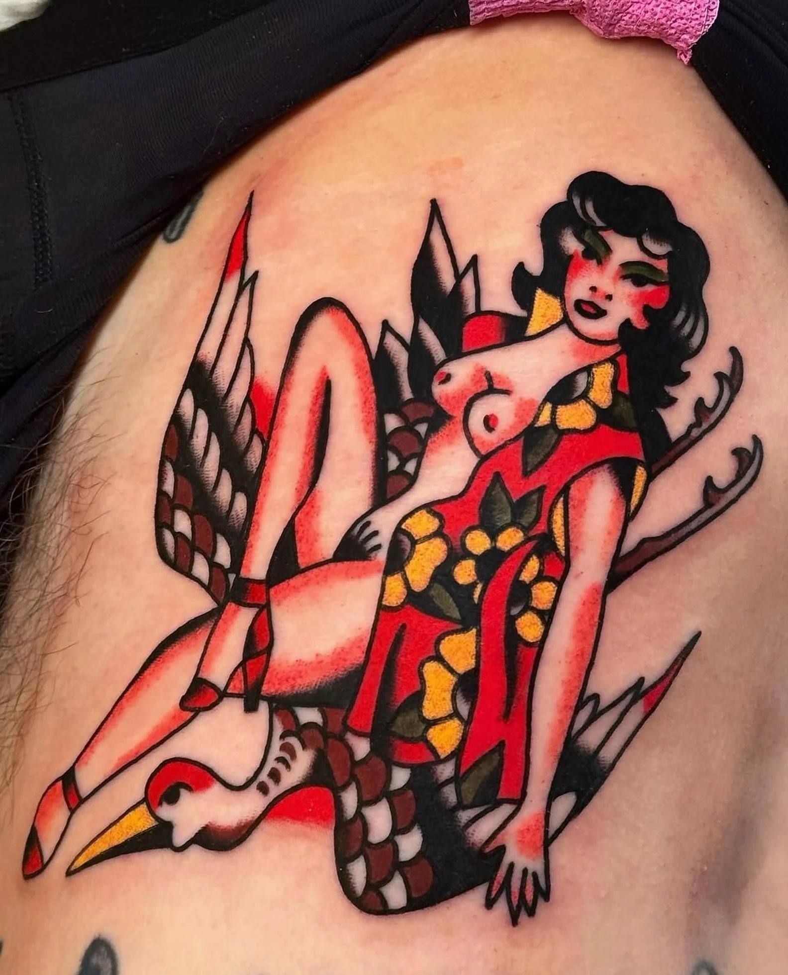 Lady &amp; crane by @tat2brain