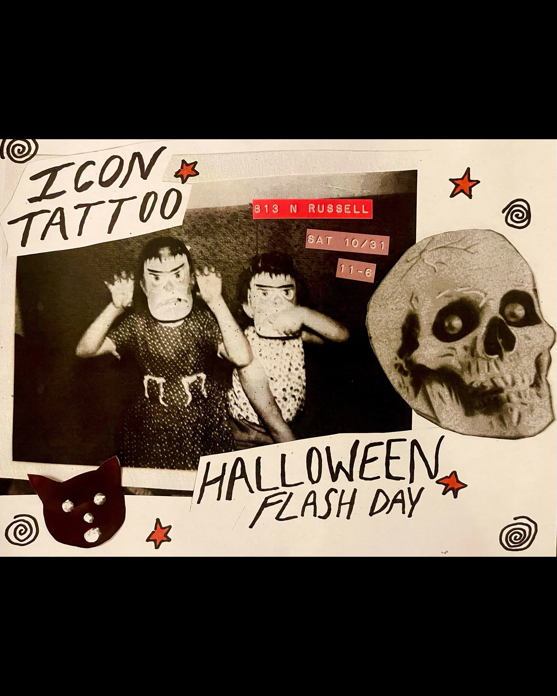 Our monthly flash day falls on Halloween! We&rsquo;ll have some new spooky designs in addition to our regular flash. 

@alenachun @williswinwin @lauramercy.tattoo @luminous.wound @miguelcomintattooer @catthroat will be taking walk ins from 11-6, firs
