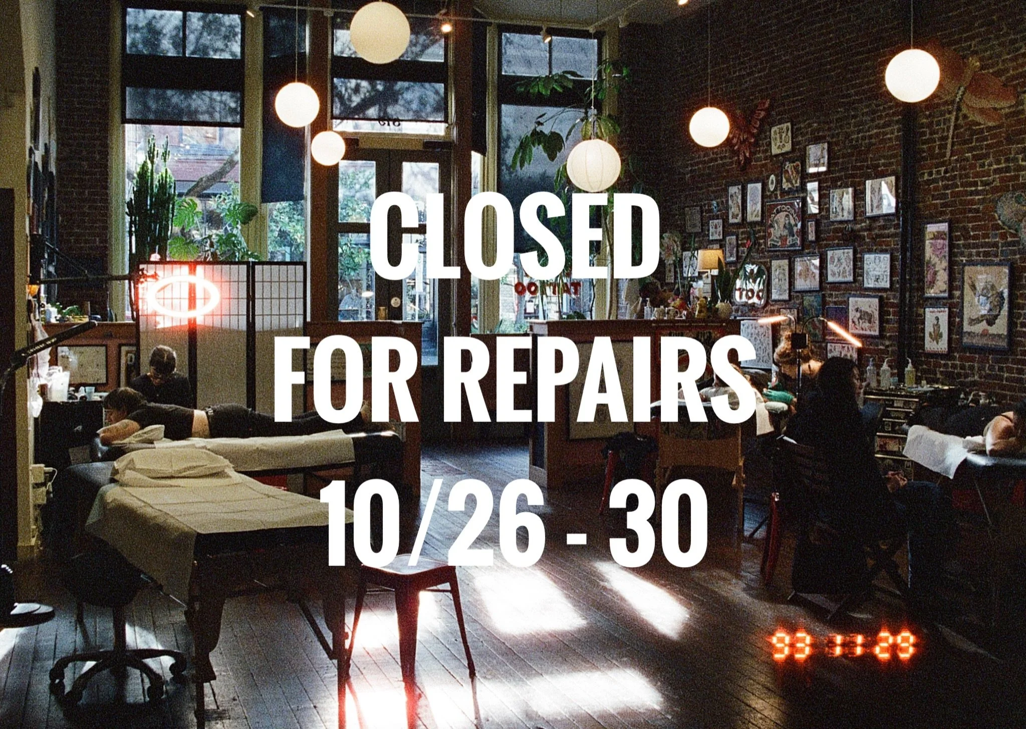 We&rsquo;ll be closed for repairs next week&mdash; back open on Saturday 10/31 for 🎃 Halloween flash day 👻
