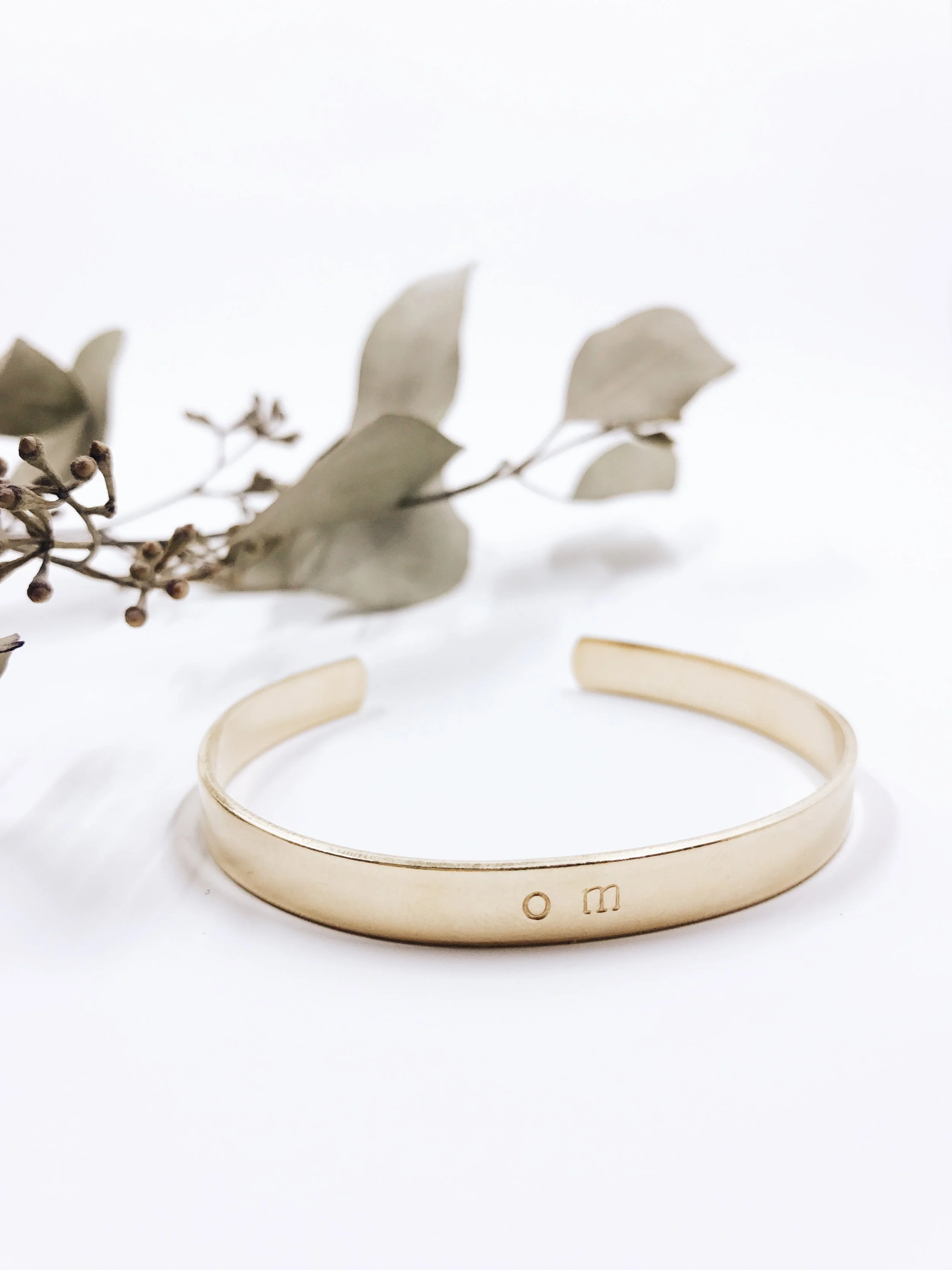 om | hand stamped bangle