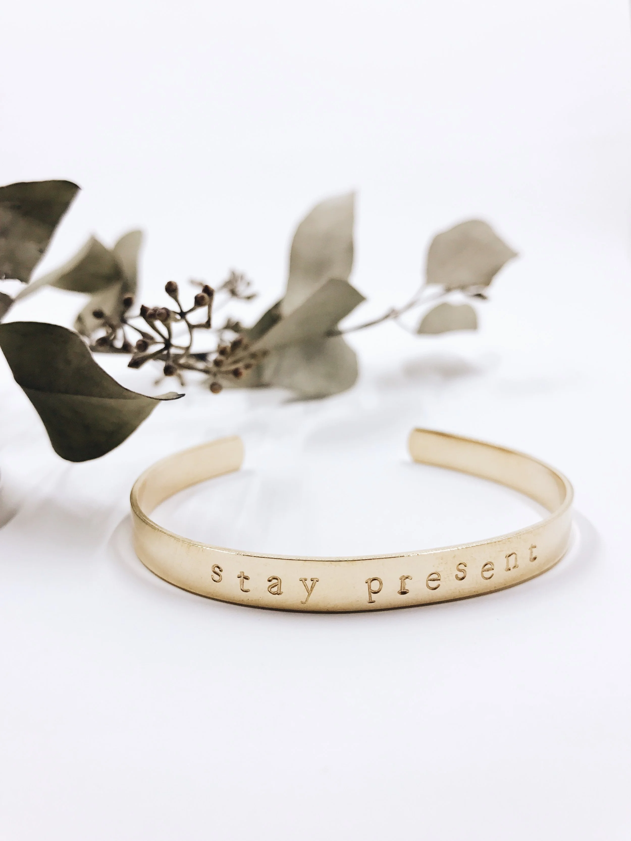 stay present | hand stamped bangle