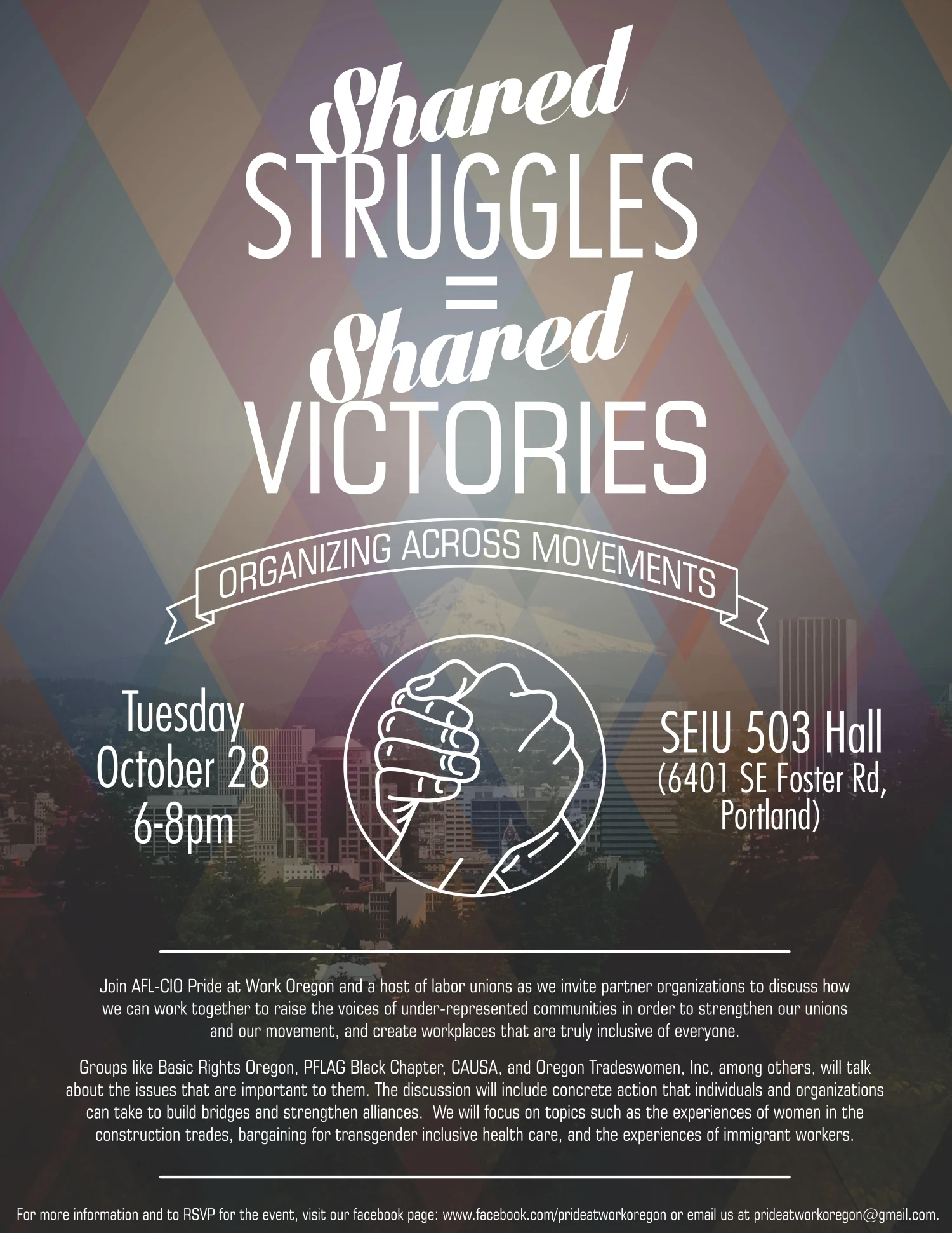 Pride at Work Shared Struggles Shared Victories Event Poster