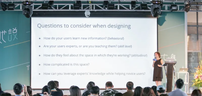 Onstage at Talk UX 2017, a UX conference in Taipei, Taiwan