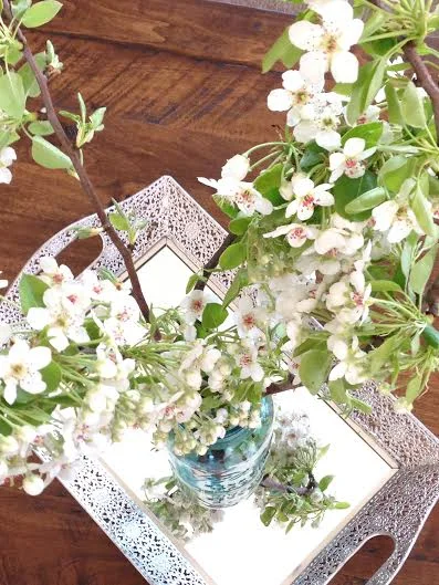 Blossoms in Blue Mason Jar 