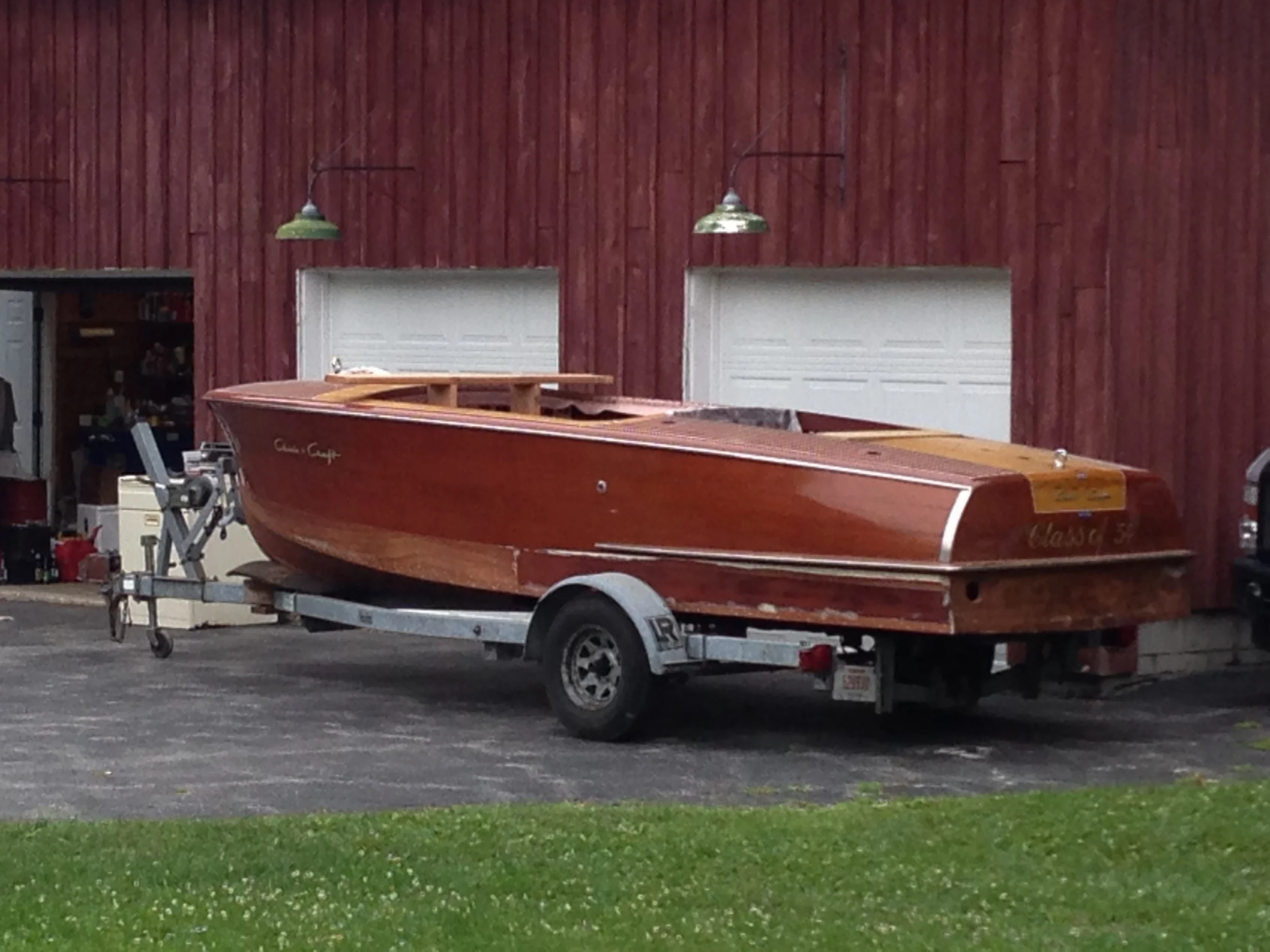 The Fasulo's 1954 Chris Craft Riviera - new bottom installed...paint and varnish to complete.