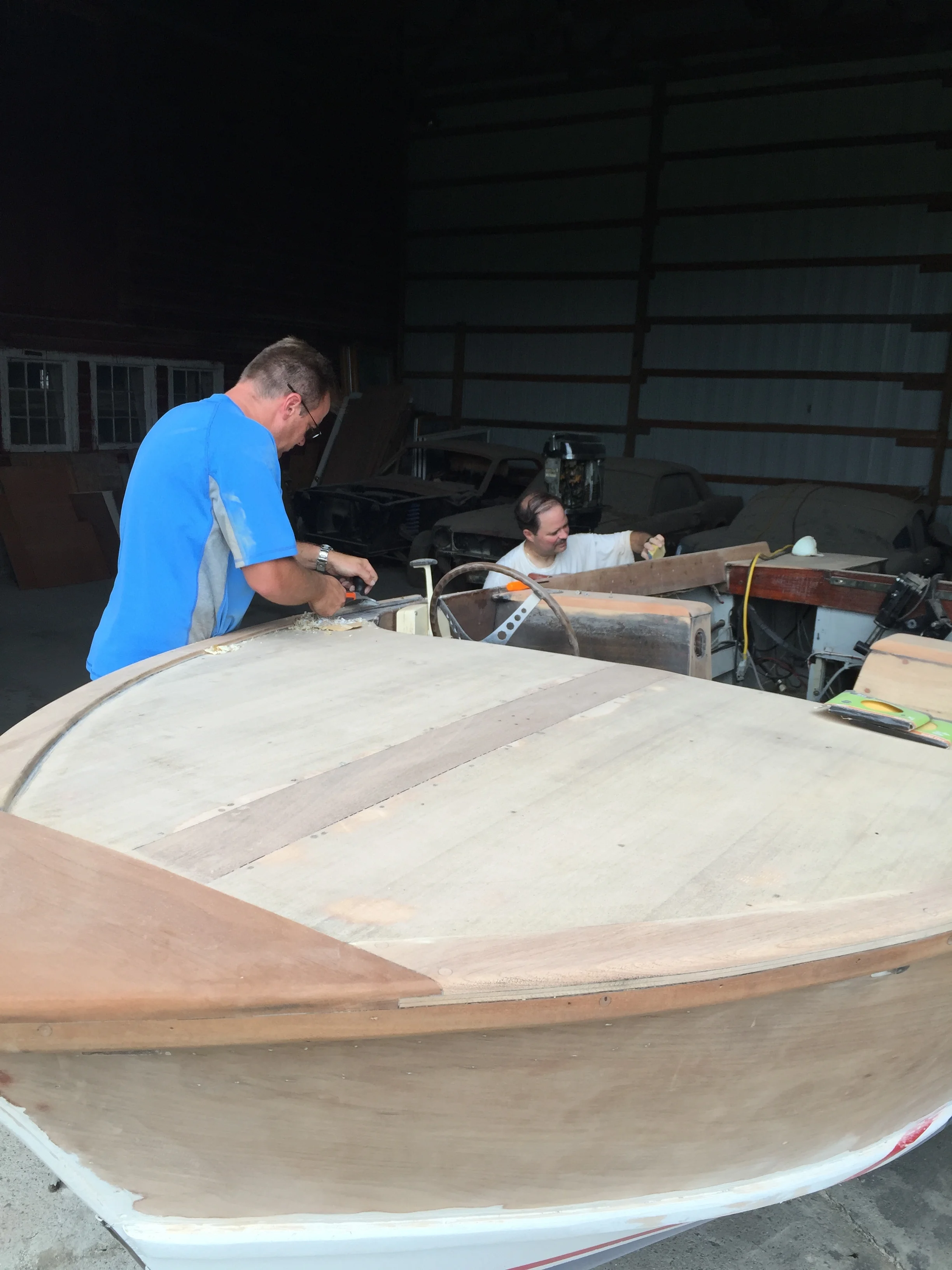 Alec Halstead's 1961 Skee Craft undergoing restoration