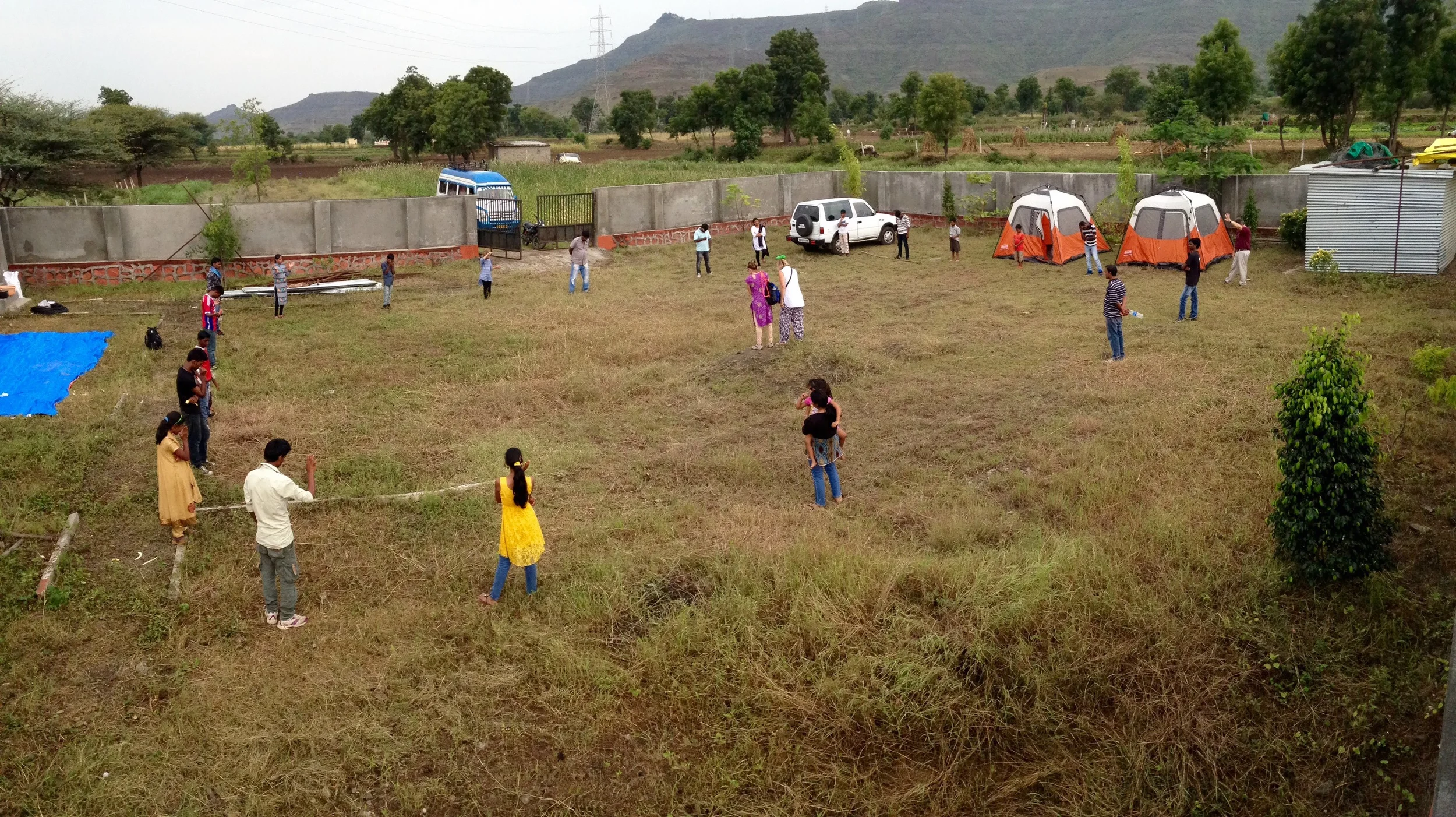 All the children and staff of Project Father Heart are standing over the footprint of where the new home will be built. We were so excited to pray over each corner of the home!
