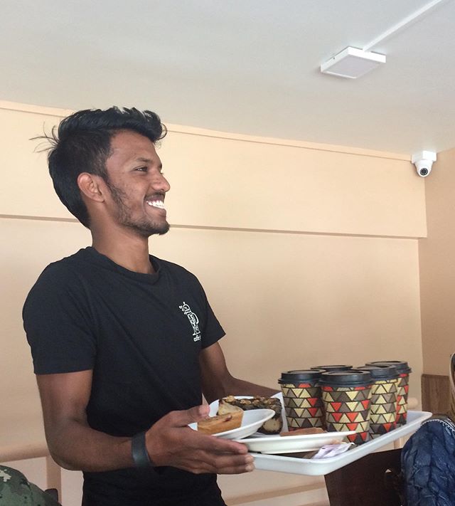 Our sweet barista. This guy has big dreams! He wants to open his own coffee shop. He is working so hard at #coffeejar and learning all the things a cafe owner needs to know. We are so proud of our kids and their big dreams! #dreambig #childrestoration #youcanchangetheworld #workhard