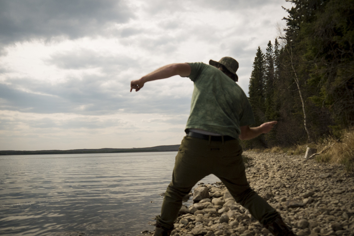 Adam skipping stones on Townsend Lake.