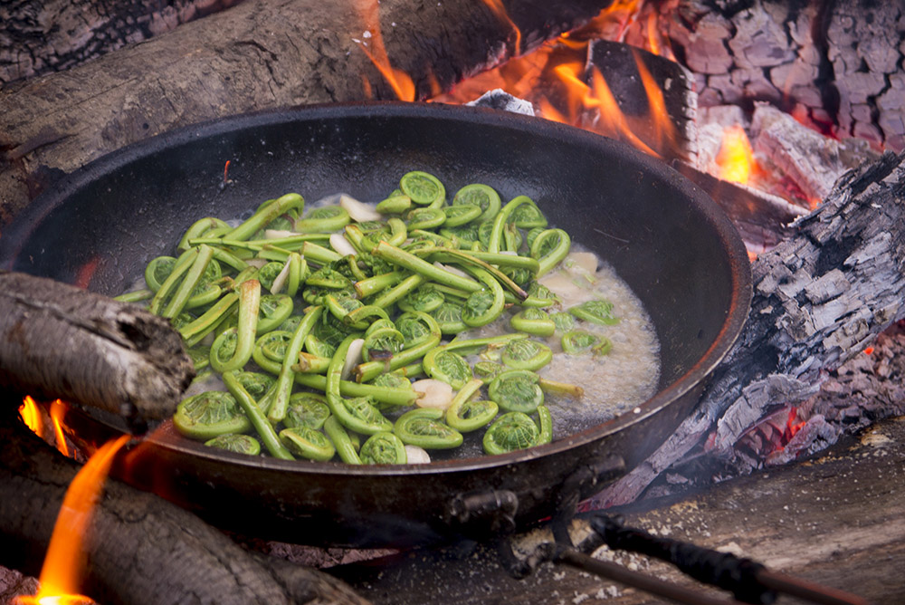 Wild fiddleheads sautéed in butter and garlic