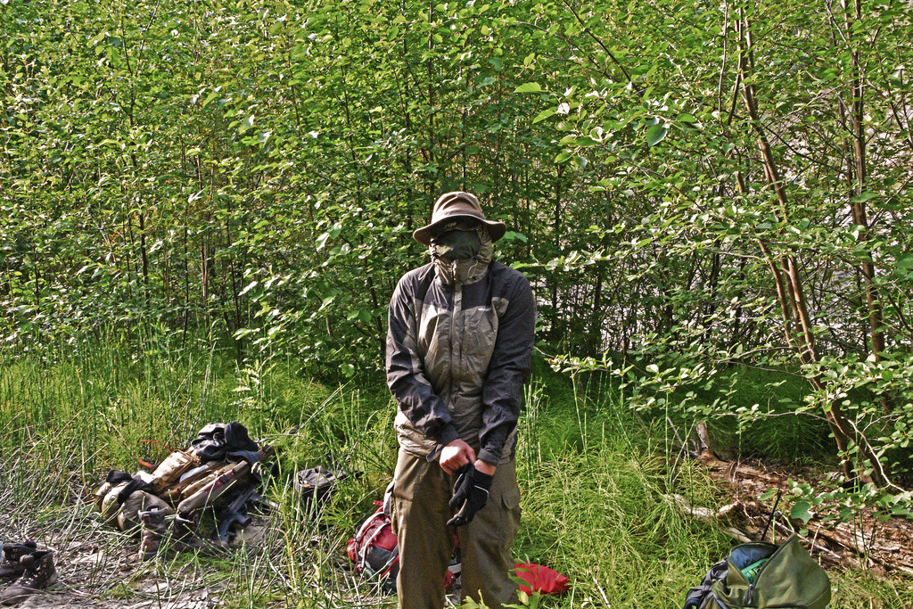 A make-shift bee suit - our very own Tusken Raider.