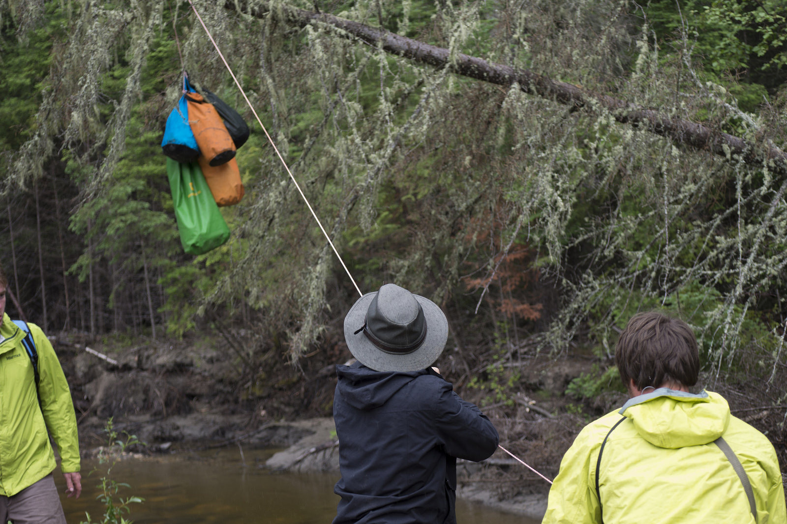 Hanging our food for the day.